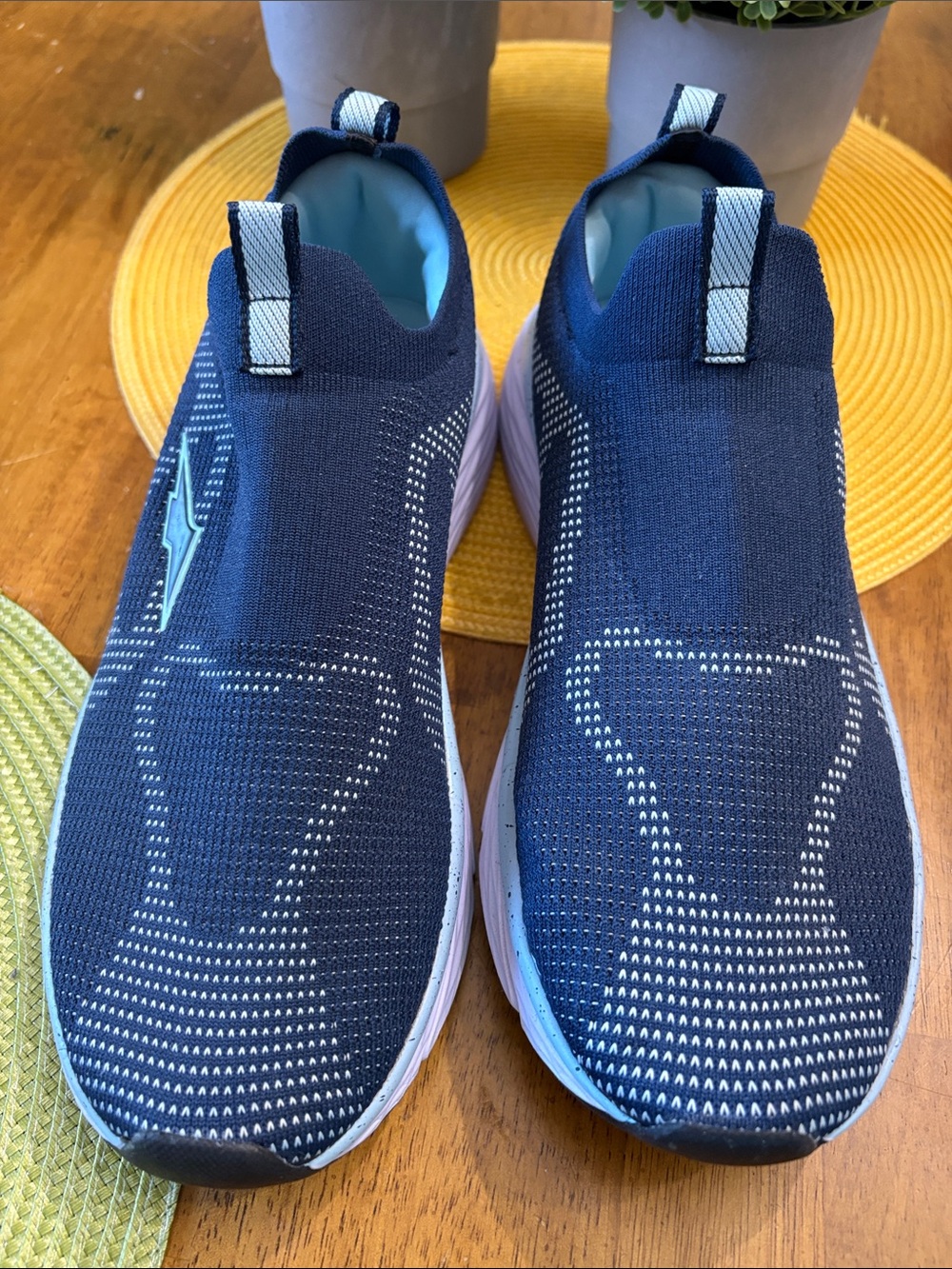 Avia Navy Slip-On Knit Loafers with Light Blue Accent